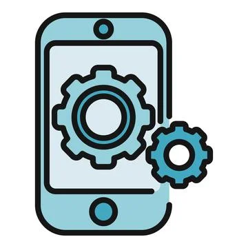 Smartphone with gears icon representing mobile settings and service 스톡 일러스트