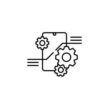 Smartphone gears icon. Simple line, outline vector of artificial Intelligence Stock Illustration