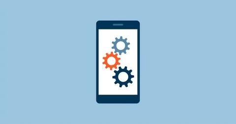Smartphone with gears spinning Stock Footage 118090654