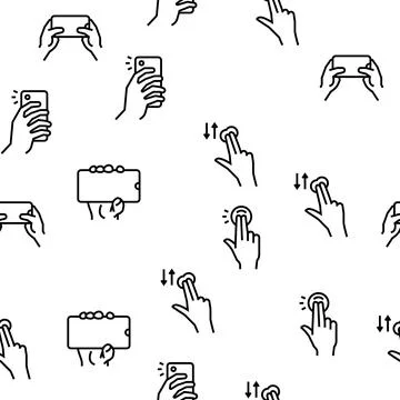 Smartphone Gesture Vector Seamless Pattern Stock Illustration