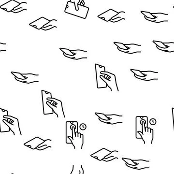 Smartphone Gesture Vector Seamless Pattern Stock Illustration
