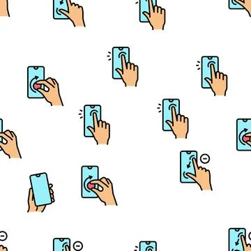 Smartphone Gesture Vector Seamless Pattern Stock Illustration