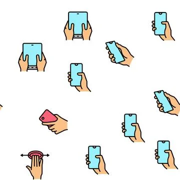 Smartphone Gesture Vector Seamless Pattern Stock Illustration
