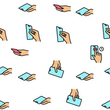 Smartphone Gesture Vector Seamless Pattern Stock Illustration