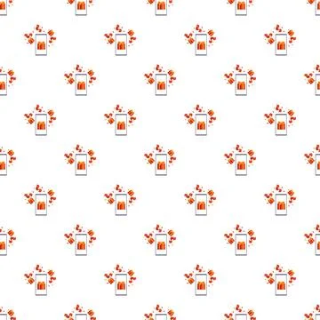 Smartphone with gift box and confetti seamless pattern イラスト素材