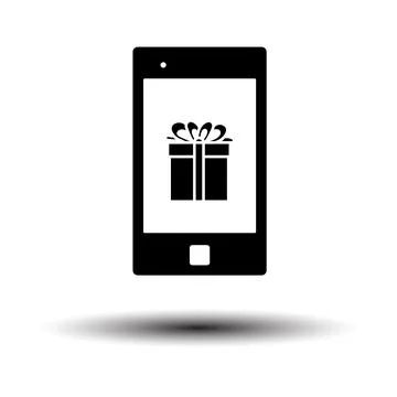 Smartphone With Gift Box On Screen Icon Stock Illustration