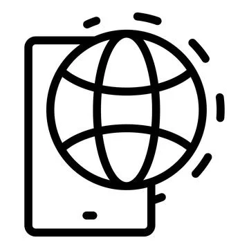 Smartphone globe integrity icon outline vector. Core mission Stock Illustration