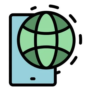 Smartphone globe integrity icon vector flat Stock Illustration
