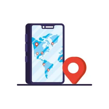 Smartphone with gps application technology Stock Illustration