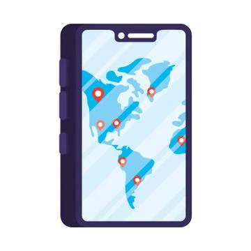 Smartphone with gps application technology Stock Illustration