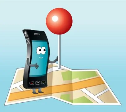 Smartphone with gps icon Stock Illustration