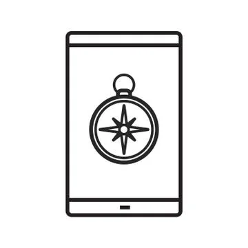 Smartphone gps location linear icon 스톡 일러스트
