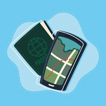 Smartphone gps map passport Stock Illustration