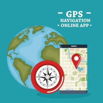 Smartphone with gps navigation app Illustration