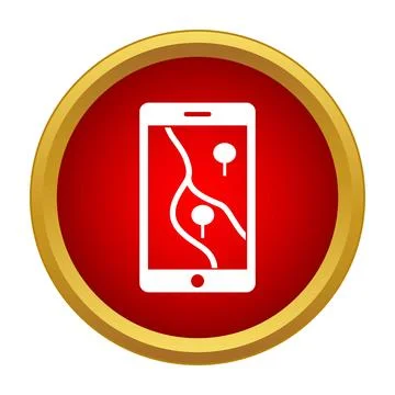 Smartphone with gps navigation app showing map and locations Stock Illustration