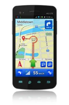 Smartphone with GPS navigation Stock Illustration