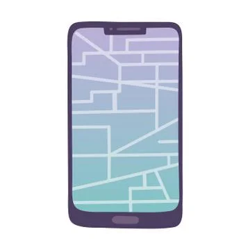 Smartphone gps navigation map app isolated icon design white background Stock Illustration