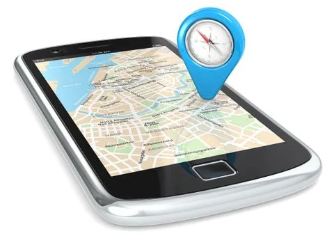 Smartphone GPS, Pointer. Stock Illustration
