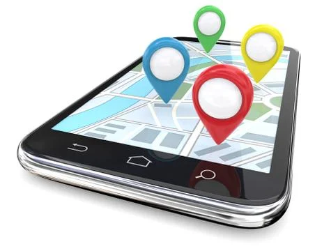 Smartphone GPS pointers. Stock-Illustration