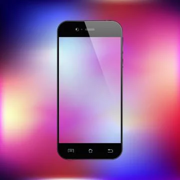 Smartphone on gradient background. Mobile phone with abstract colorful screen Stock Illustration