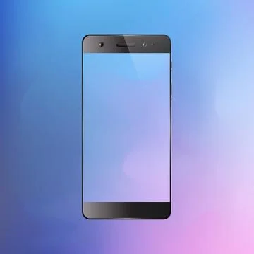 Smartphone on gradient background. Mobile phone with abstract colorful screen Stock Illustration