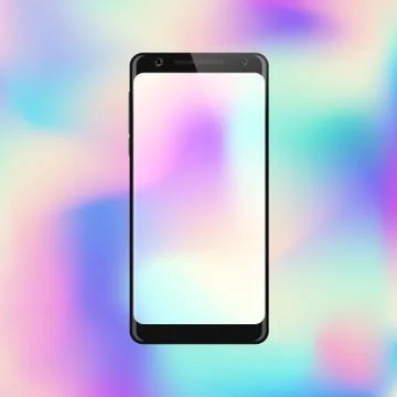 Smartphone on gradient background. Mobile phone with abstract colorful screen Stock Illustration