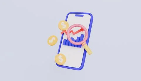 Smartphone with graph chart and dollar coin icon business concept Stock Illustration