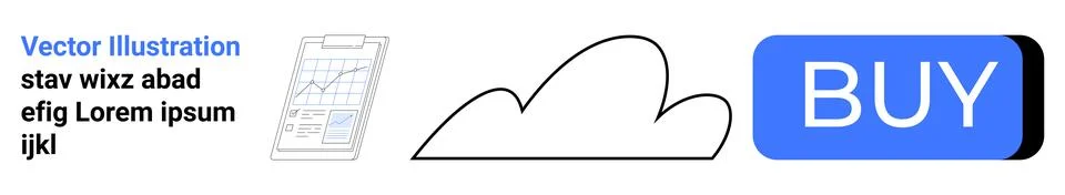 Smartphone with a graph, a cloud icon, and a BUY button. Ideal for cloud stor Stock Illustration