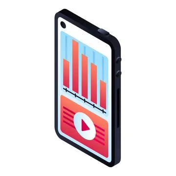 Smartphone graph icon, isometric style 스톡 일러스트
