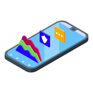 Smartphone graph icon isometric vector. Digital business Illustrazione stock