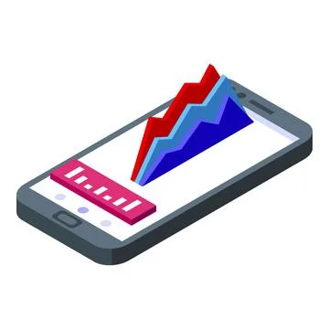 Smartphone graph icon isometric vector. Data analysis Illustrazione stock