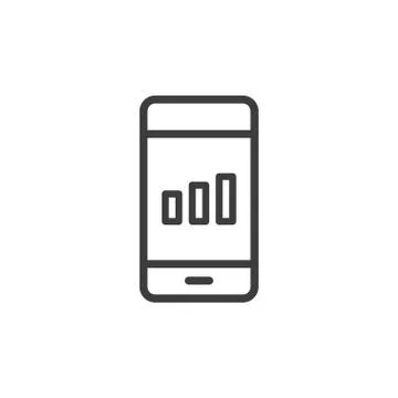 Smartphone with graph icon on white background Stock Illustration