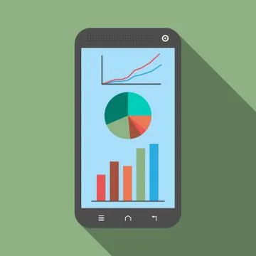 Smartphone with graphs, diagrams Stock Illustration