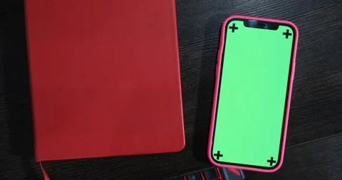 A smartphone with a green chroma key screen close-up Stock Footage 166298841