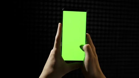 Smartphone with Green Mock-up Screen Doing Swiping Scrolling Gestures Point.. Stock Footage 272780755