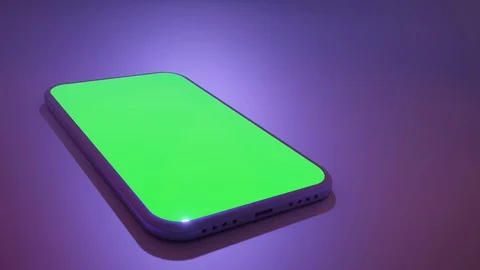Smartphone with green screen 3d render concept. Close up of blank mobile phone Video stock 120332294