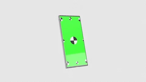 Smartphone with green screen and marks for tracking. Phone display with black Stock Footage 236361570