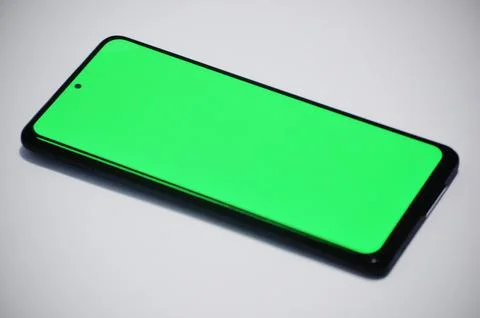 Smartphone green screen on background Stock Photos