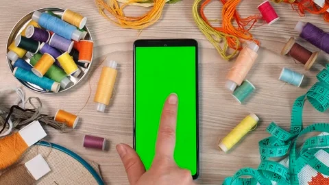 Smartphone with a green screen, chroma key mockup for the application. Сoncept o Video stock 236019849
