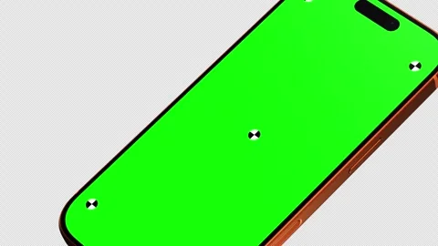 Smartphone Green Screen Diagonal Landscape Rotation Alpha Channel Stock Footage 343638669