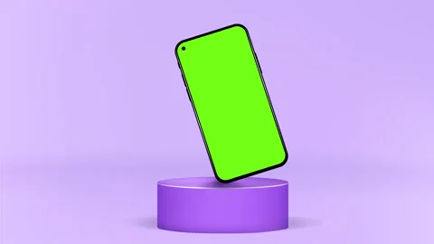 Smartphone Green Screen Display On Podium Presentation Blank Mockup Background Video stock 201187649