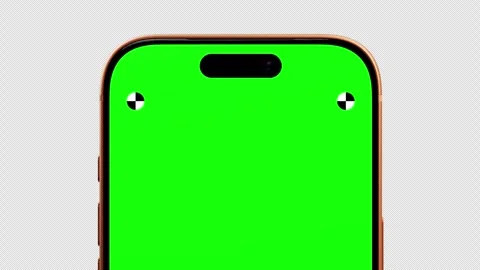 Smartphone Green Screen Extreme Closeup Screen Reveal Alpha Channel Stock Footage 343640736