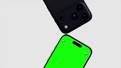 Smartphone Green Screen Front And Back View Rotation Alpha Channel Stock Footage 343646312
