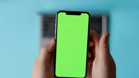 Smartphone with Green Screen in Hand Stock Footage 325036277