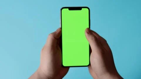 Smartphone with Green Screen Held by Hands 库存影片 325036284