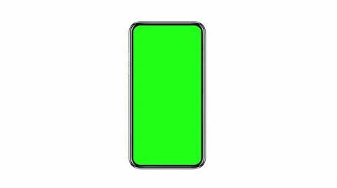 Smartphone with green screen isolated on white background. 3d rendering Stock Illustration