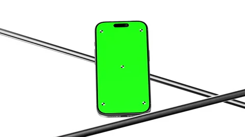 Smartphone Green Screen Mockup On White Background With Chrome Lines Stock Footage 344625216