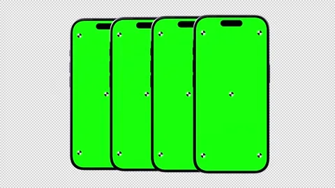 Smartphone Green Screen Multiple Phones Fan Out Stack Alpha Channel Stock Footage 343646275