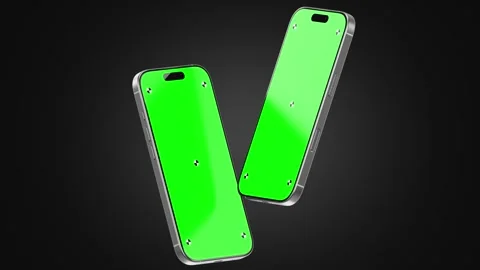 Smartphone Green Screen Two Phones Falling V Shape Video stock 343637804