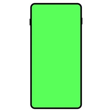 Smartphone with green screen on white background. Phone mobile telephone Illustrazione stock